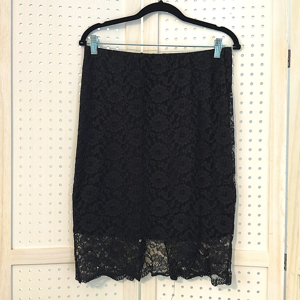 Mossimo Black Lace Pencil Skirt with Back Slit